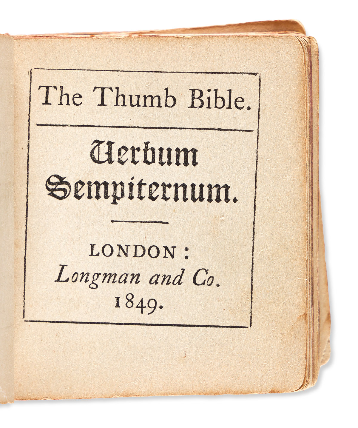 Bible, English, Miniature. The Thumb Bible. Verbum Sempiternum.